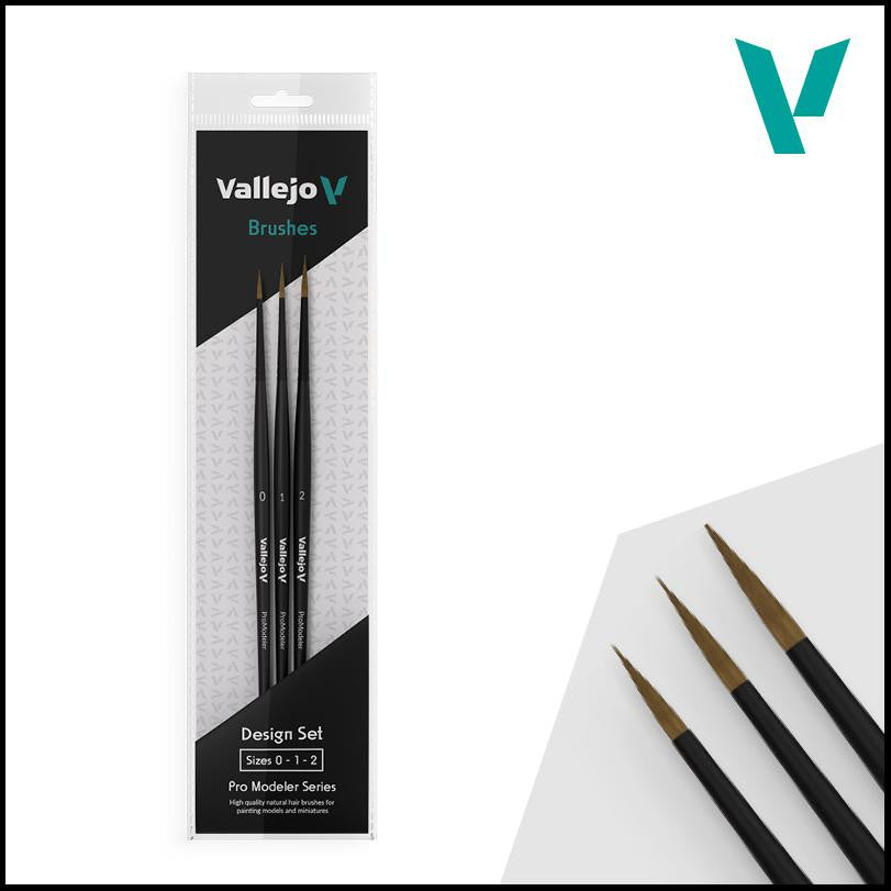 Vallejo Pro Brush Set Natural Hair #0, #1, #2 1991